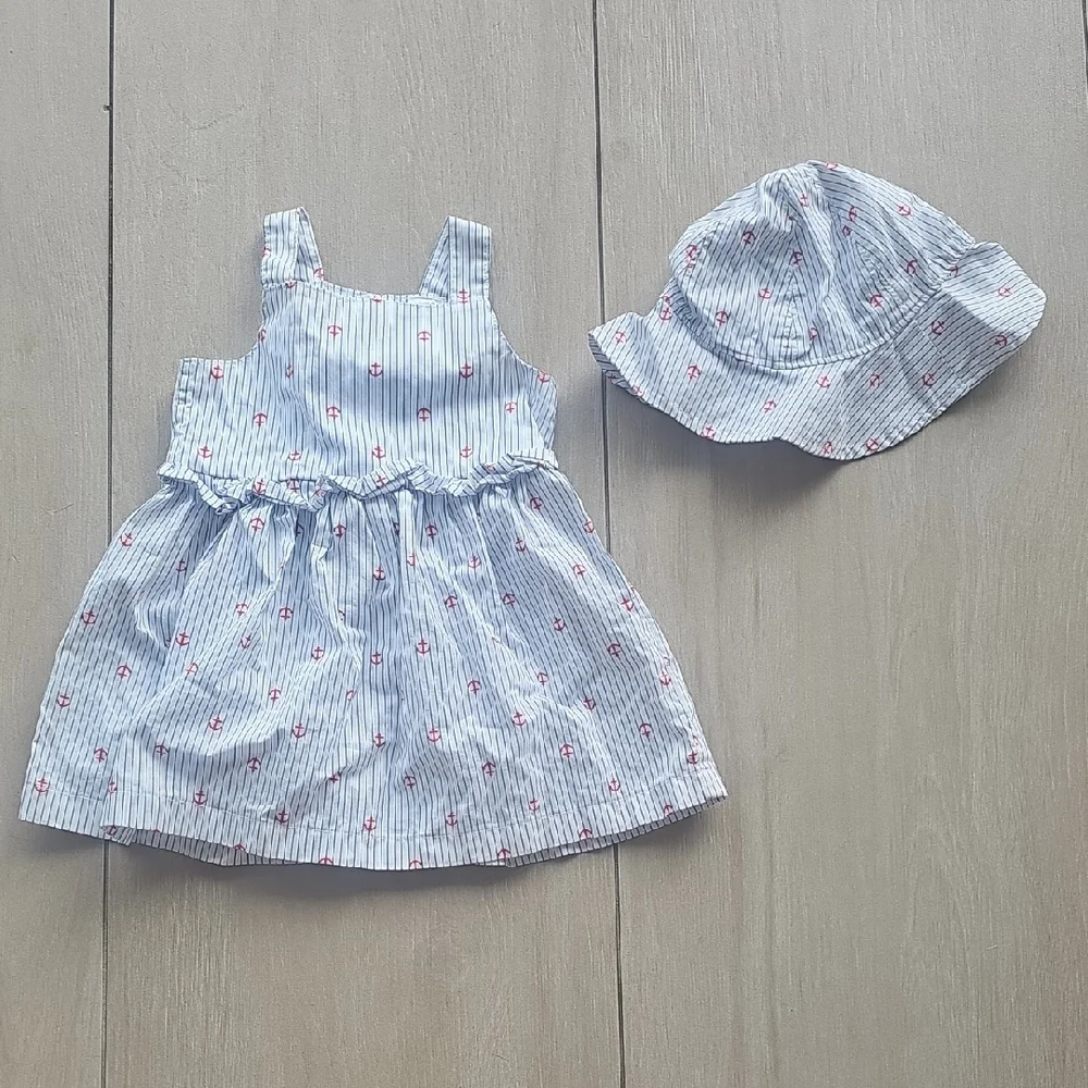 Carter's Striped Baby Dress and Hat Set